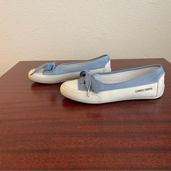 NWOT Candice Cooper Candy Bow Buffed Leather Ballet Flats in Light Blue 37.5 - Picture 12 of 13